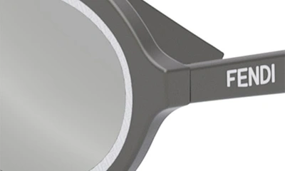 Shop Fendi The Ff  Around 52mm Oval Sunglasses In Grey/ Smoke Mirror