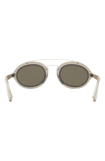 Shop Fendi The Ff  Around 52mm Oval Sunglasses In Ivory / Brown