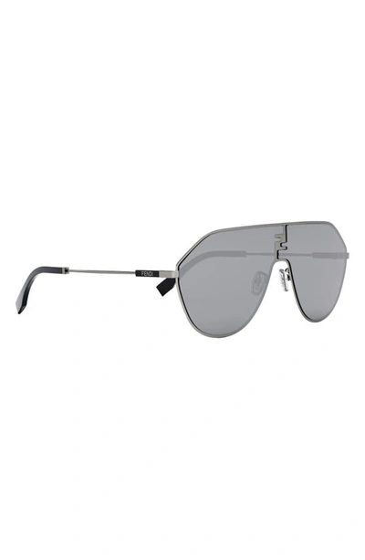 Shop Fendi The Ff  Match Round Sunglasses In Shiny Dark Ruthenium / Smoke