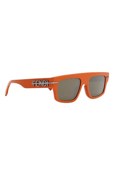 Shop Fendi The Graphy 54mm Geometric Sunglasses In Shiny Orange / Brown