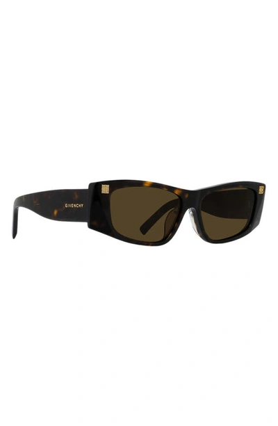 Shop Givenchy Gv Day 56mm Rectangular Sunglasses In Dark Havana / Roviex