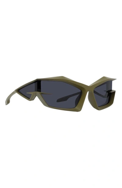 Shop Givenchy 69mm Geometric Sunglasses In Matte Dark Green / Smoke