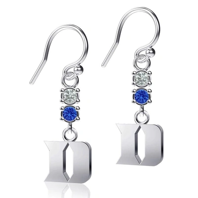 Shop Dayna Designs Duke Blue Devils Dangle Crystal Earrings In Silver