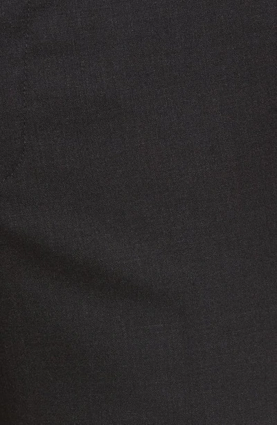 Berle Flat Front Stretch Solid Wool Trousers In Charcoal