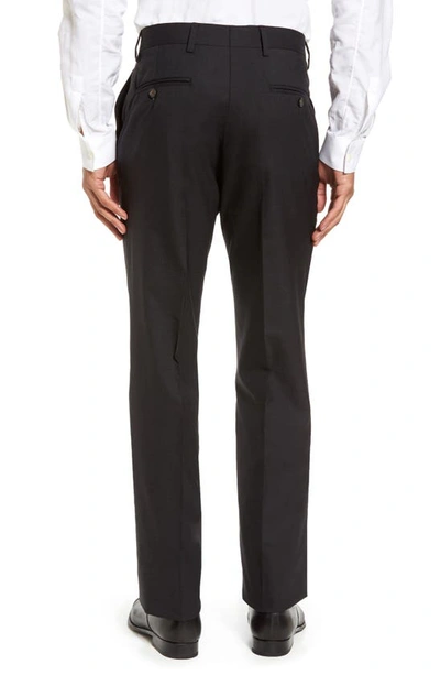 Shop Berle Flat Front Stretch Solid Wool Trousers In Charcoal