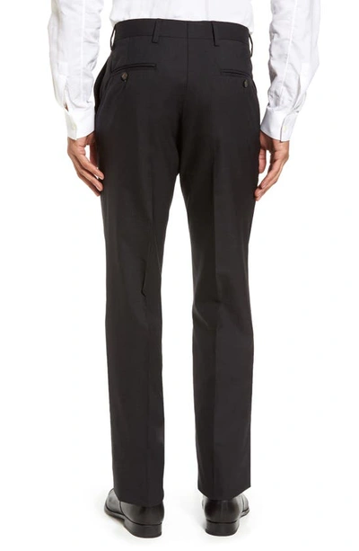 Berle Flat Front Stretch Solid Wool Trousers In Charcoal
