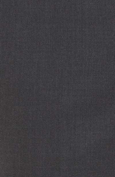 Berle Flat Front Stretch Solid Wool Trousers In Medium Grey