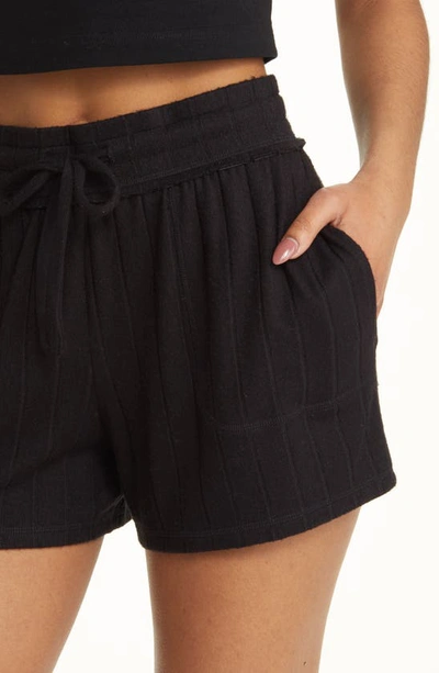 Shop Bp. Cozy Wide Rib Drawstring Shorts In Black