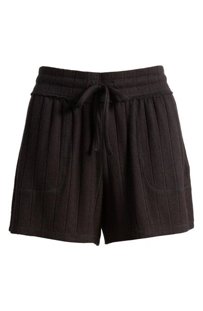 Shop Bp. Cozy Wide Rib Drawstring Shorts In Black