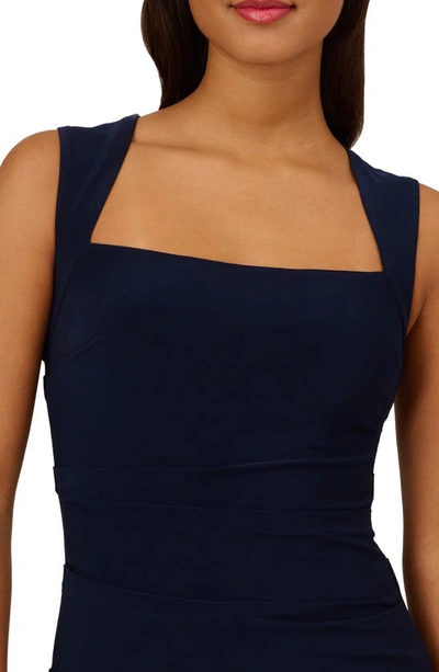 Shop Adrianna Papell Square Neck Ruched Gown In Midnight