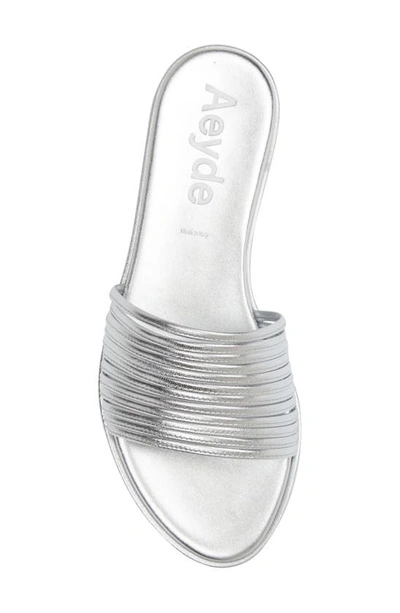 Shop Aeyde Noa Slide Sandal In Laminated Silver