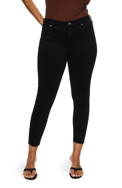 Shop Mango Crop Skinny Leg Jeans In Black Denim