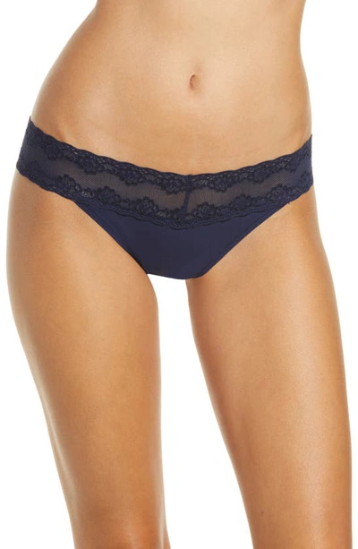 Shop Natori Bliss Perfection Thong In Midnight Navy