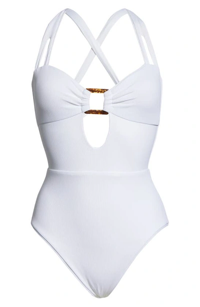 Shop Becca Fine Line One-piece Swimsuit In White