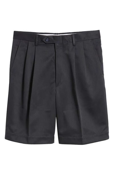 Shop Berle Pleated Shorts In Navy