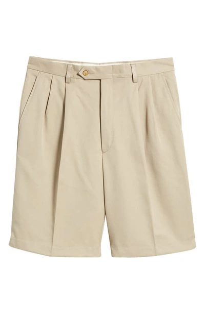 Shop Berle Pleated Shorts In Tan