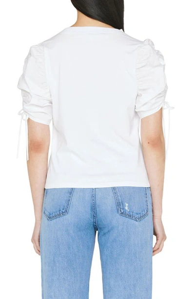 Shop Frame Ruched Sleeve T-shirt In Blanc