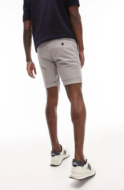 Shop Topman Skinny Stretch Cotton Chino Shorts In Grey