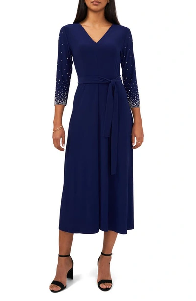 Shop Chaus Embellished Tie Waist Midi Dress In Jbs Navy 418