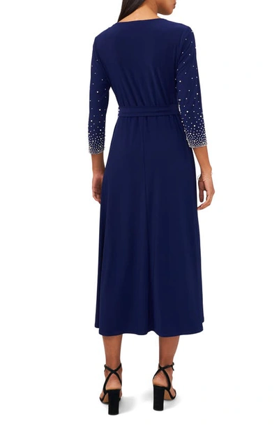 Chaus Embellished Tie Waist Midi Dress In Jbs Navy 418