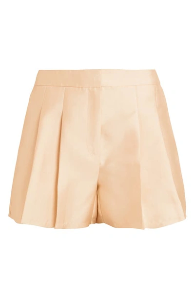Shop Allsaints London Pleated Shimmer Shorts In Gold