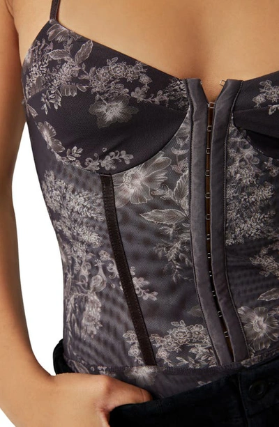 Free People Intimately Fp Floral Mesh Bodysuit In Chocolate Merlot Com