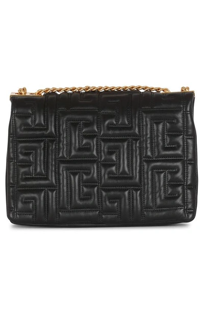 Shop Balmain Small 1945 Soft Monogram Quilted Lambskin Crossbody Bag In 0pa Black