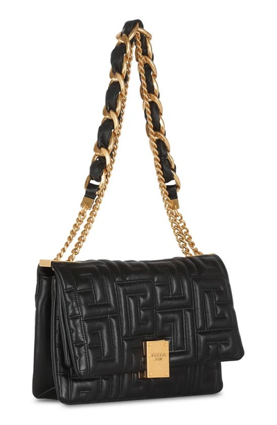 Shop Balmain Small 1945 Soft Monogram Quilted Lambskin Crossbody Bag In 0pa Black