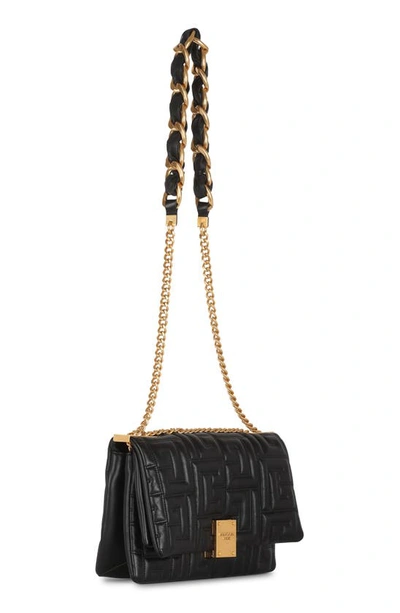 Shop Balmain Small 1945 Soft Monogram Quilted Lambskin Crossbody Bag In 0pa Black