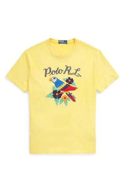 Shop Polo Ralph Lauren Embroidered Graphic T-shirt In Signal Yellow
