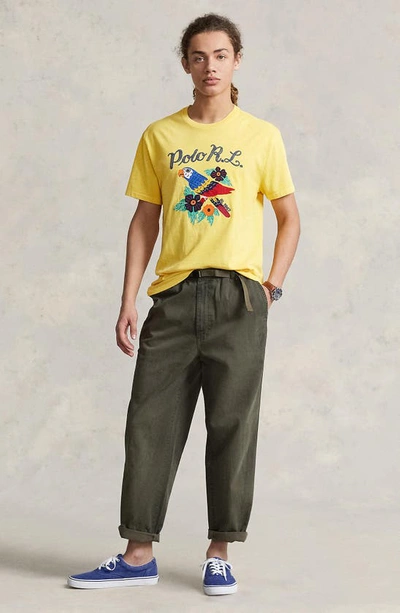 Shop Polo Ralph Lauren Embroidered Graphic T-shirt In Signal Yellow