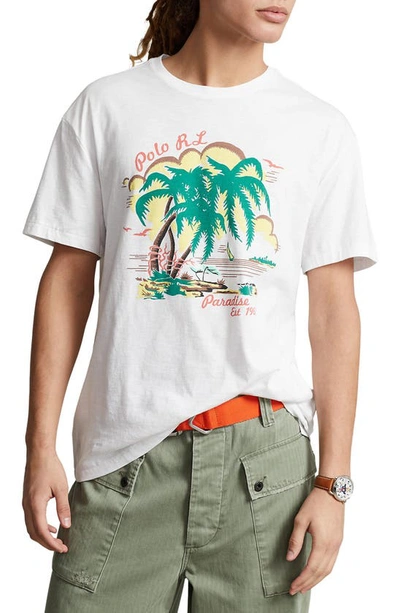 Shop Polo Ralph Lauren Cotton Graphic T-shirt In Nevis