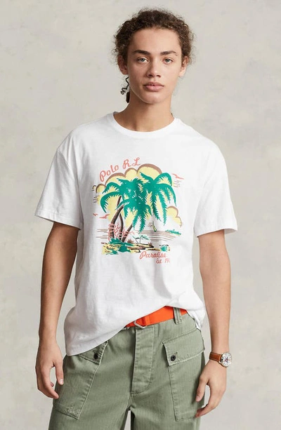 Shop Polo Ralph Lauren Cotton Graphic T-shirt In Nevis