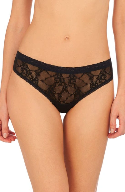 Shop Natori Bliss Allure Lace Thong In Black