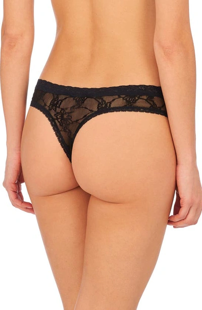 Shop Natori Bliss Allure Lace Thong In Black