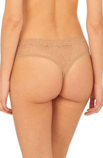 Shop Natori Bliss Allure Lace Thong In Cafe