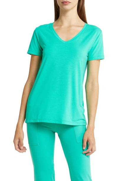 Shop Zella Ava V-neck Performance T-shirt In Green Vivid