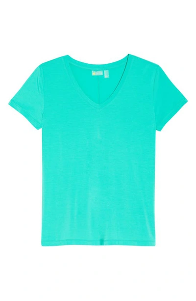 Shop Zella Ava V-neck Performance T-shirt In Green Vivid
