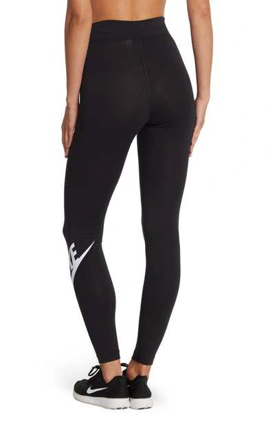Shop Nike Sportswear Essential High Rise Leggings In Black/white