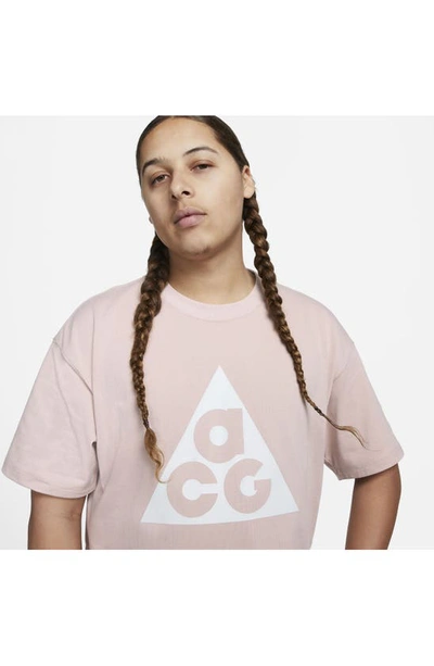 Shop Nike Acg Oversize Graphic Tee In Pink Oxford