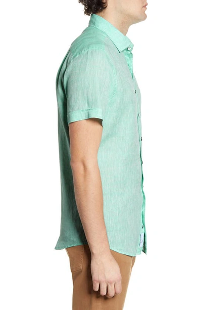 Shop Rodd & Gunn Ellerslie Short Sleeve Linen Button-up Shirt In Spearmint