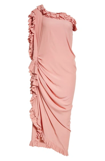 Shop Dries Van Noten Dinas One-shoulder Ruffle Dress In Old Rose 301