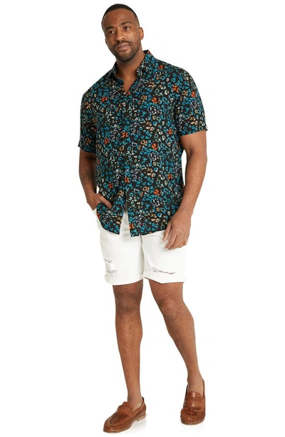 Shop Johnny Bigg Leopard Festival Short Sleeve Button-up Shirt In Black