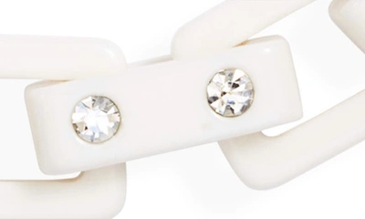 Open Edit Crystal Resin Link Collar Necklace In Clear- White- Rhodium