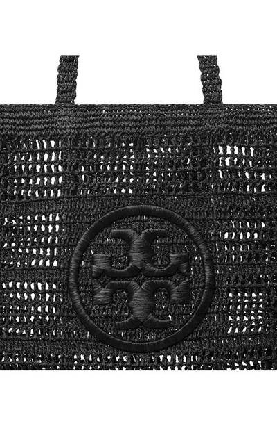 Tory Burch Ella Raffia Tote In Black