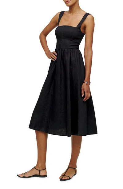 Shop Reformation Tagliatelle Linen Dress In Black