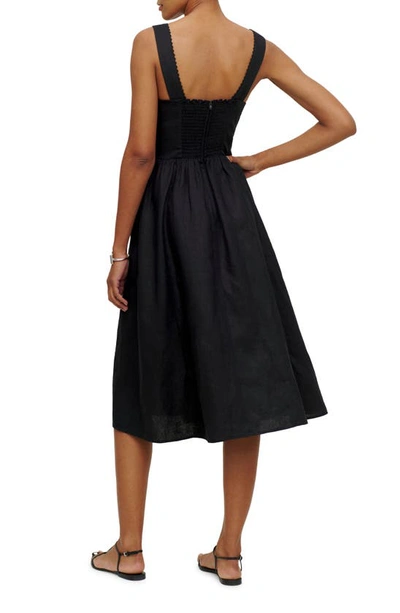 Shop Reformation Tagliatelle Linen Dress In Black