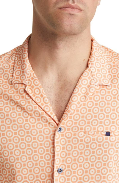 Shop Stone Rose Medallion Print Short Sleeve Button-up Camp Shirt In Orange