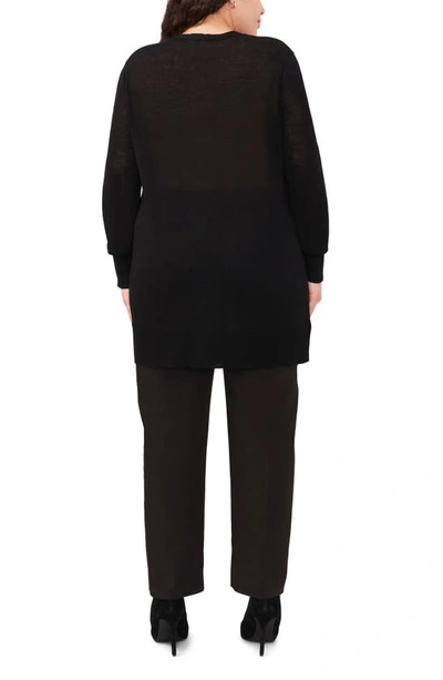 Shop Halogen Side Slit Linen Blend Cardigan In Black