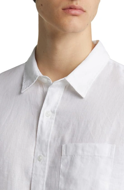 Shop Vince Linen Button-up Shirt In Optic White